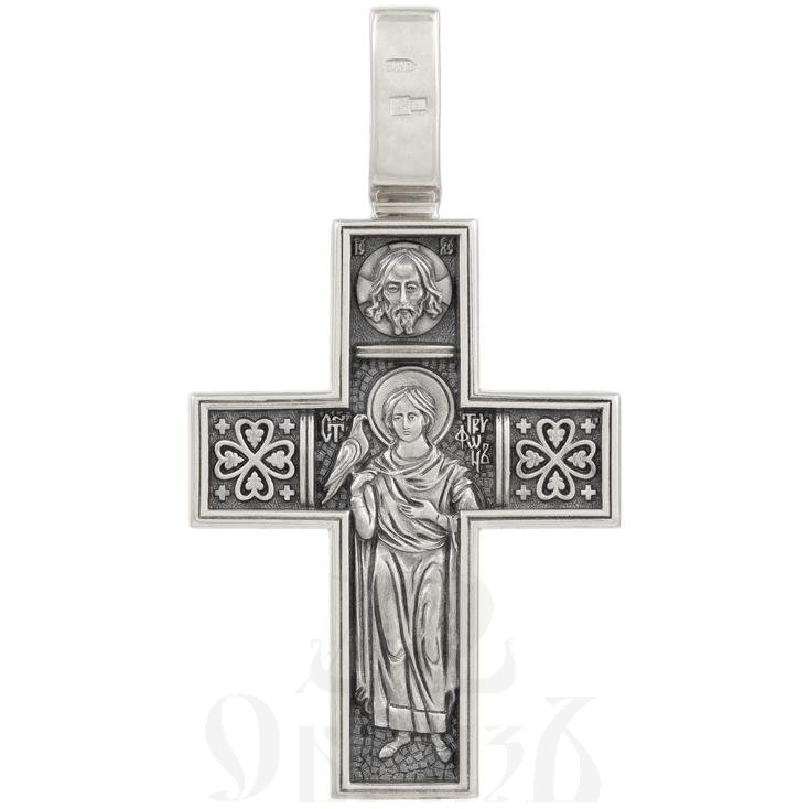 крест «господь вседержитель. св. мученик трифон», золото 585 проба белое (арт. 201.087-3)