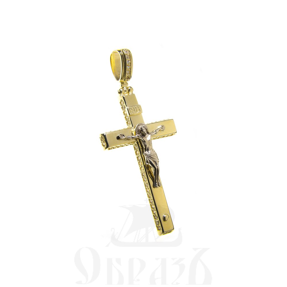 золотой крест с молитвой "спаси и сохрани", 585 проба желтого и белого цвета (арт. п30091-з5жб(п_ба_м2) )