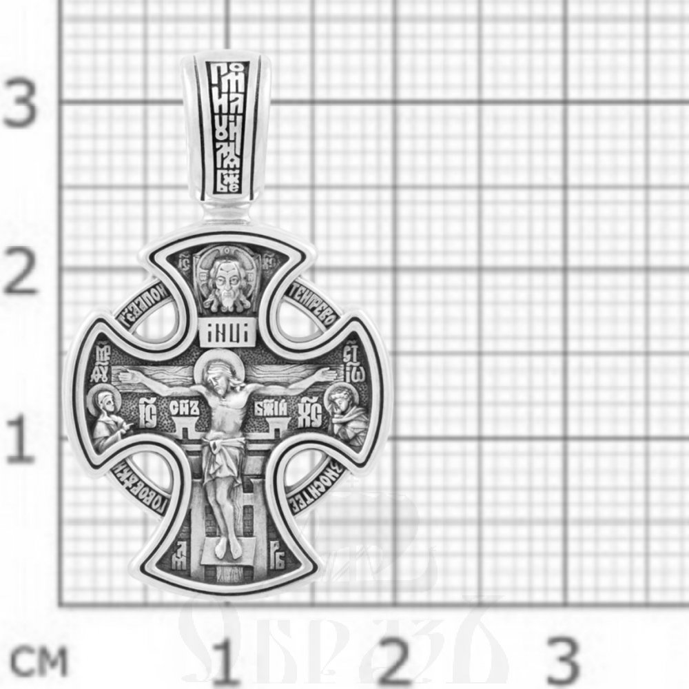 крест «распятие. ангел хранитель. казанская икона богородицы», серебро 925 проба (арт. 101.874-ч)