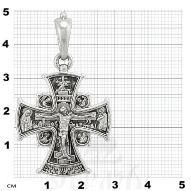 крест «распятие. икона божией матери «всех скорбящих радость», золото 585 проба белое (арт. 201.528-3)