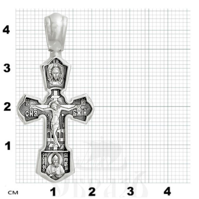 крест «распятие. свт. николай чудотворец», золото 585 проба белое (арт. 201.243-3)