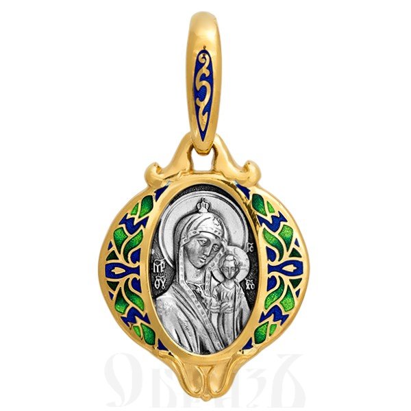 образок «казанская икона божией матери», серебро 925 проба с золочением и эмалью (арт. 103.222)