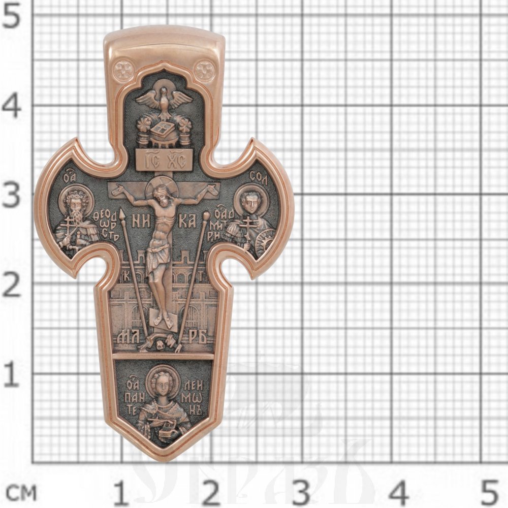 крест «распятие. архангел михаил», золото 585 проба красное (арт. 201.909-1)