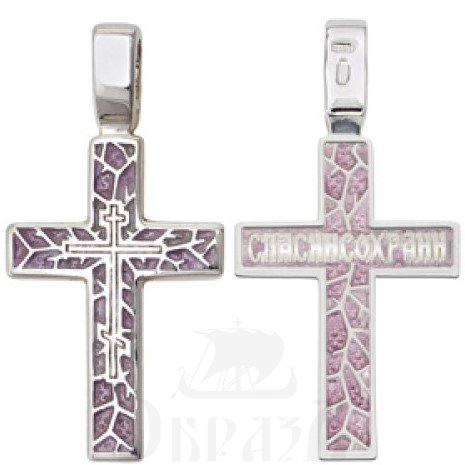 крест «спаси и сохрани», серебро 960 проба с эмалью (ювелия 01.043а)