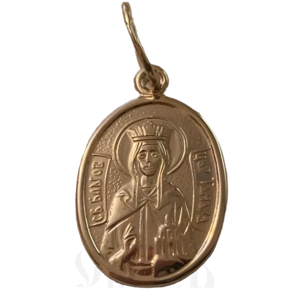 нательная икона святая  благоверная тамара грузинская царица, золото 585 пробы красное (артикул 25-159)